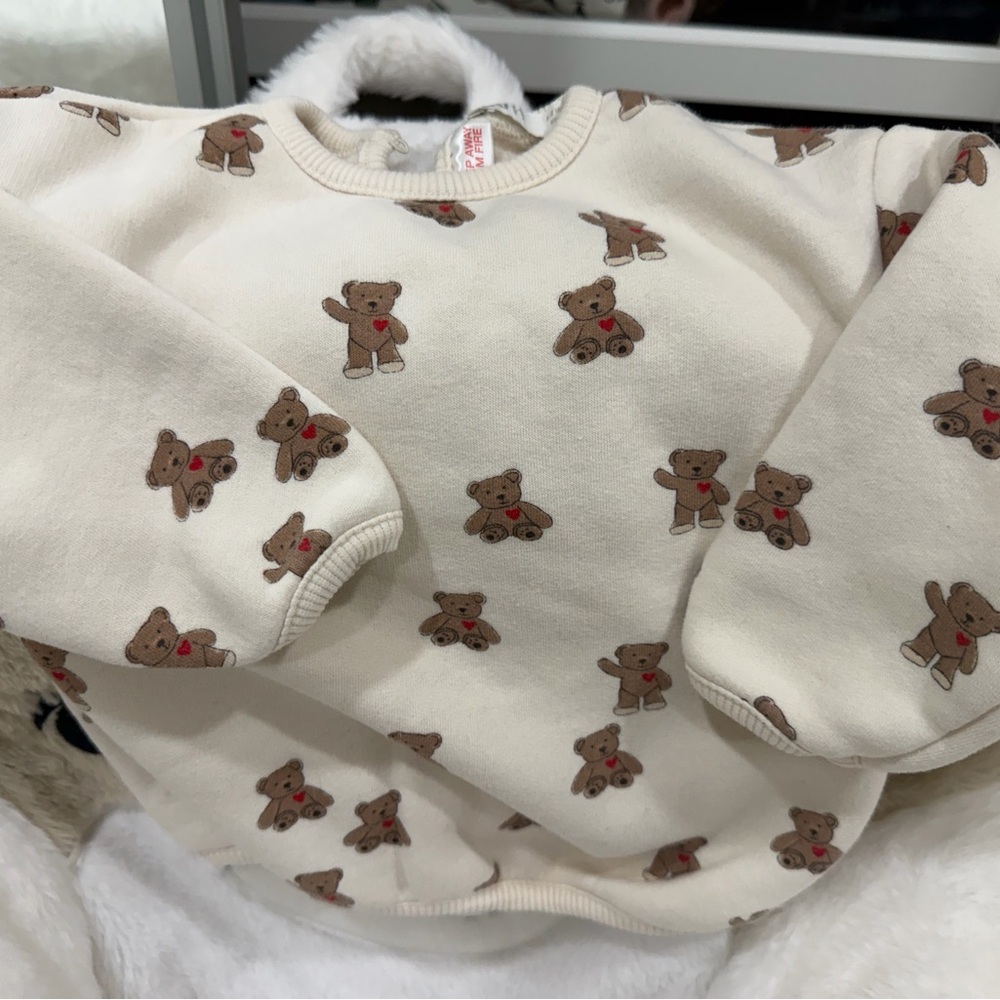 Zara Cream Teddy Bear Kids Sweater